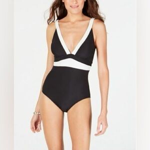 Dkny Black and White Colorblock One Piece Swimsuit